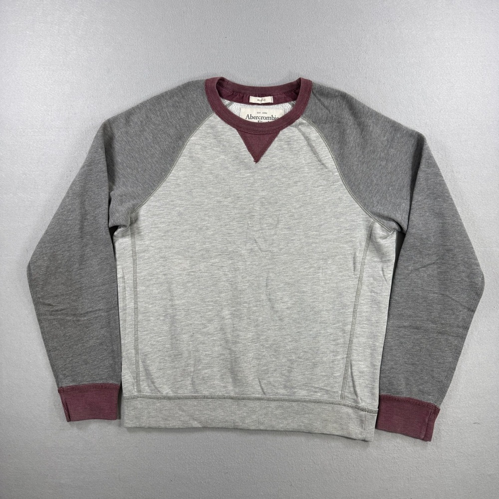 Abercrombie & Fitch Sweatshirt Men Medium Gray Colorblock Muscle Crewneck Y2K